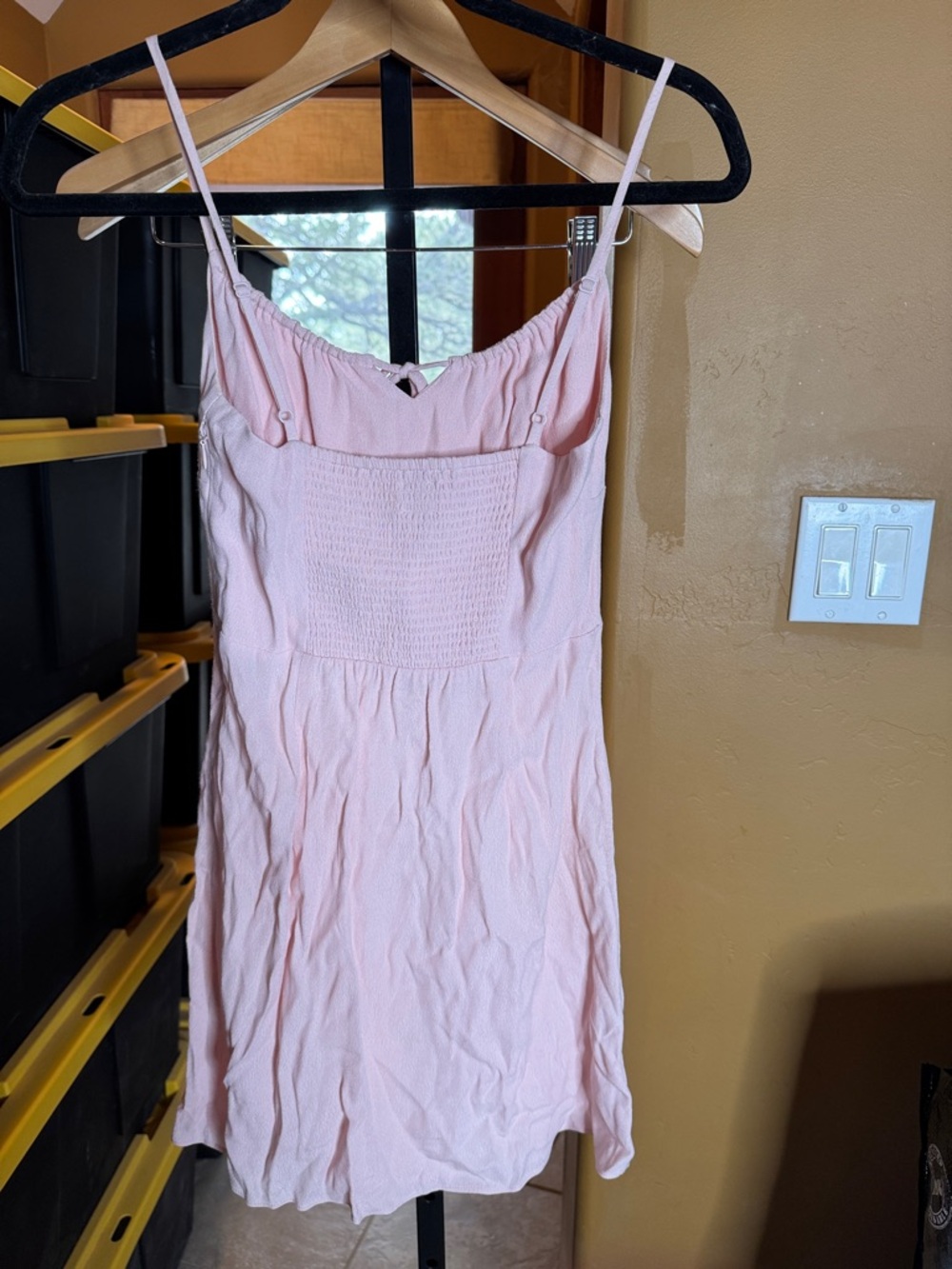 Wilfred Blush Pink Tie Front Mini Dress Size 0 Smocked Back Slip Dress - Picture 9 of 10